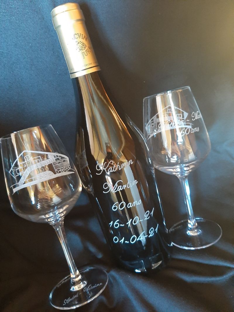 Bouteille et verre 60ans 