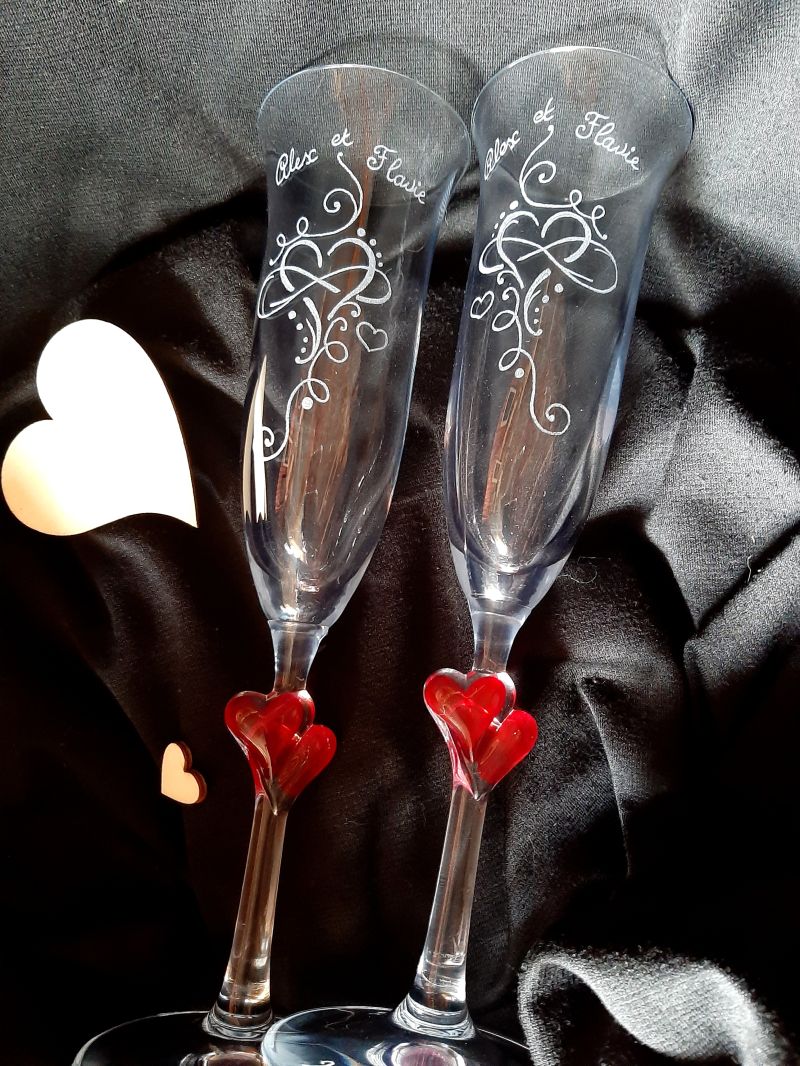 Flute coeur rouge 